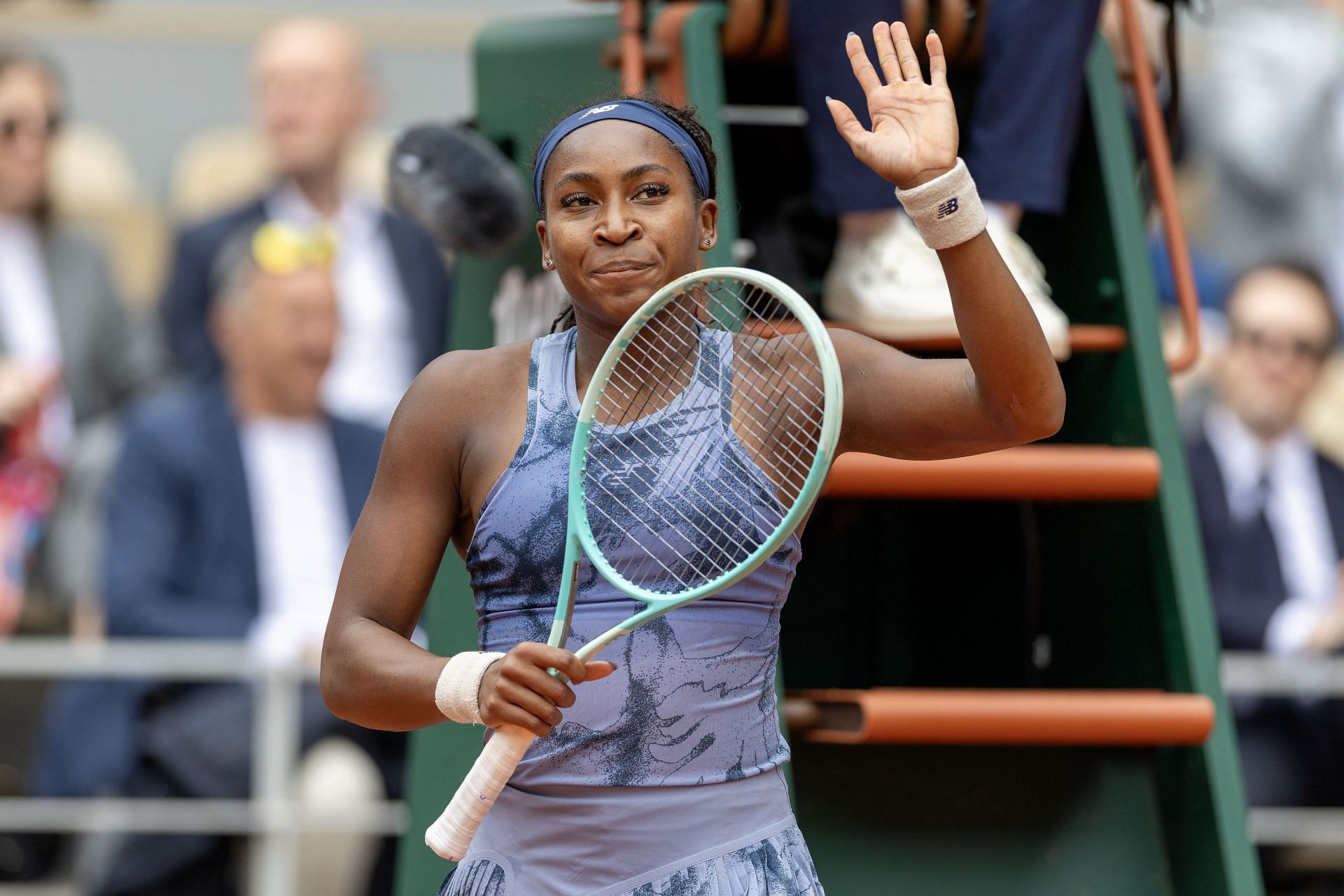Coco Gauff celebrates her first-round win at the 2025 French Open (Source: Getty)